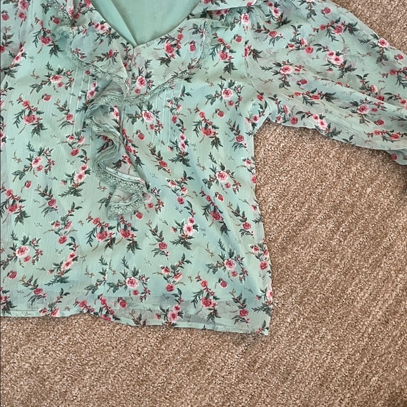 LC Lauren Conrad Mint Green Floral Blouse - Picture 5 of 11